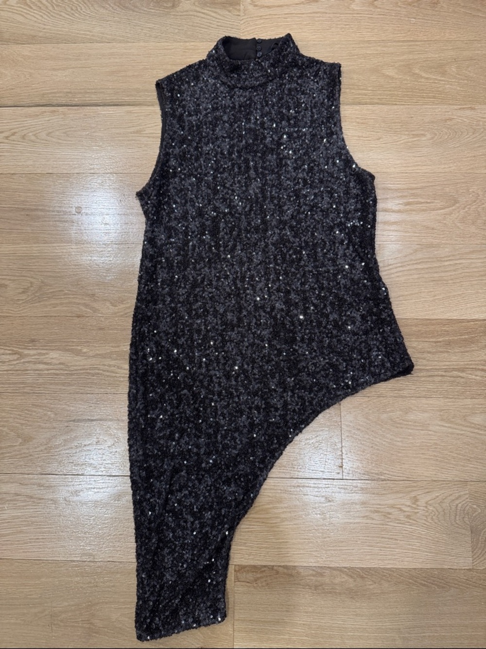 Zara Brown Sequin Mock Neck Top